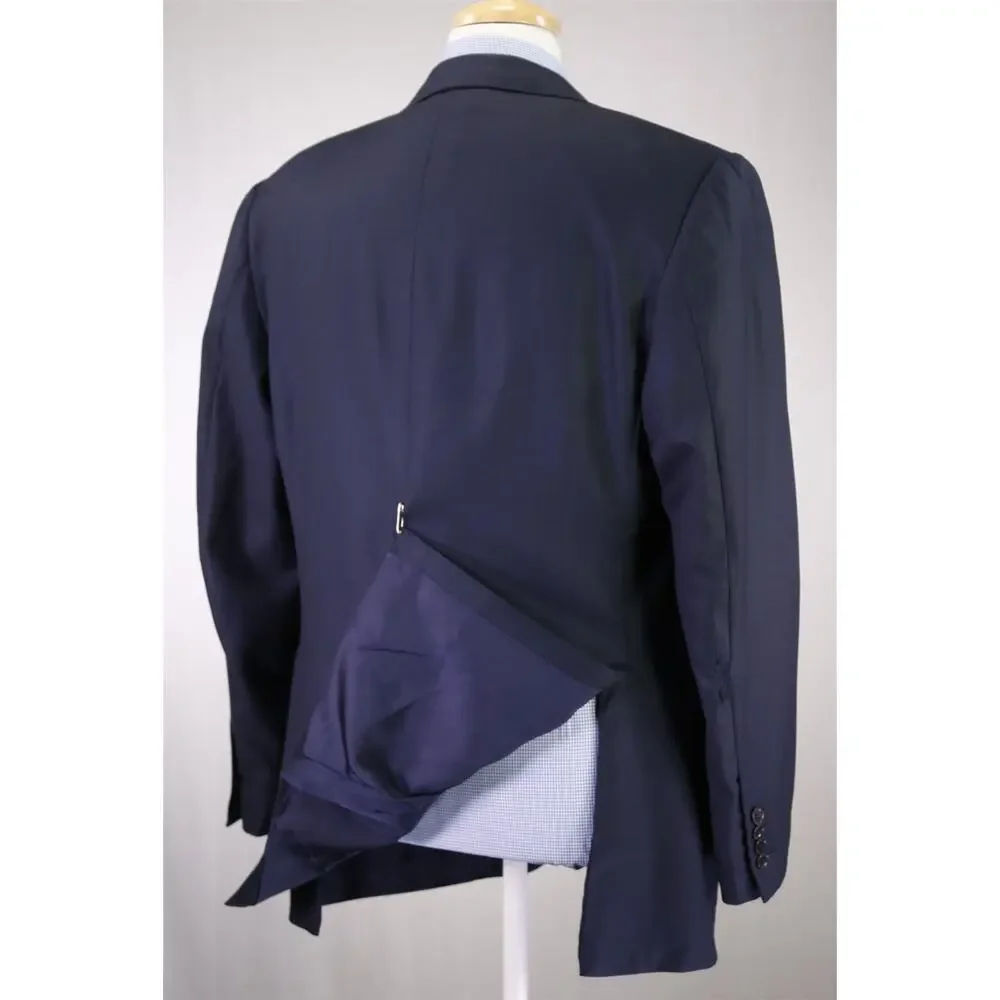 Loro Piana Bespoke Tailored Navy Blue Birdseye Woven Super 150's Wool Blazer 42R